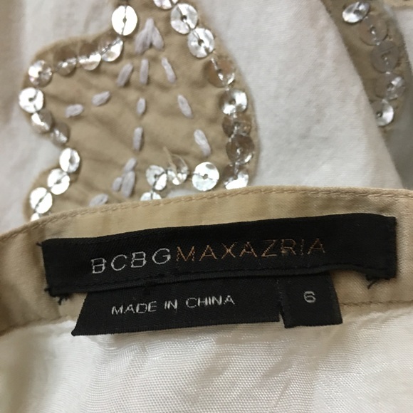 BCBGMAXAZRIA tan & white sequence skirt - Picture 7 of 8